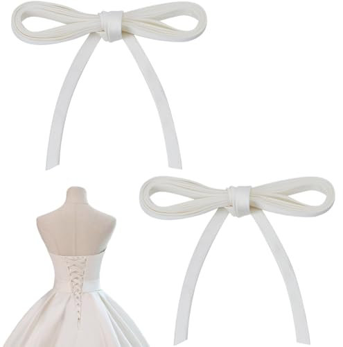 GORGECRAFT 2Pcs Wedding Dress Zipper Replacement Adjustable Corset Tie Back Lace-up Straps Extender Satin Ribbon Dress Cord Corset Kit Loops for Bridal Corset Prom Dress Strap DIY Craft Beige