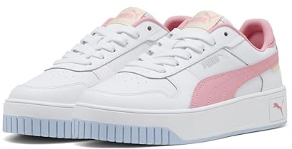 PUMA Carina Street JR Sneaker, White-PINKSCAPE-Exotic RED, 38 EU
