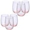 Queensway Home & Dining 6-Piece Coloured Glass Tumbler Set - Stylish, Durable Drinkware for Cocktails, Juices & Everyday Use - 380ml Pink Dishwasher Safe Glasses