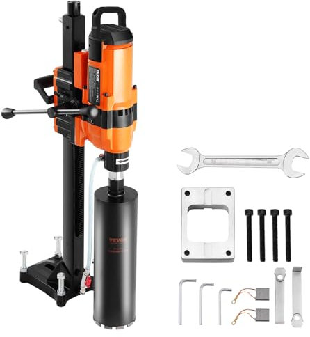 VEVOR Trapano a Carotaggio Diamantato, Diametro di Perforazione da 20 a 300 mm Macchina Carotatrice per Calcestruzzo Robusto 3500 W con Supporto, Punta per Carotaggio, per Calcestruzzo, Mattoni, Marmo