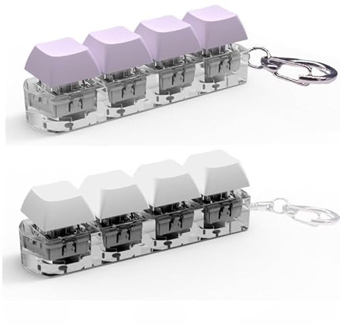 Fidget Toy | 4-Button Fidget Gadget Funny Click Button | Led Light Stress Toy - Mechanical Keyboard Stress Relief Toy Clicker (Purple+White)
