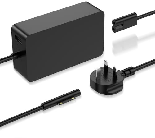 65W Surface Pro laptop charger replacement for Microsoft Surface Pro X 9 8 7 6 5 4 3, Surface Laptop 5 4 3 2 1, Surface Go Tablet, Surface Book 3, 2, 1 Power Supply cord