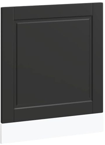 vidaXL Dishwasher Panel - Black Engineered Wood Cover - Porto Range 60x1.5x67 cm - Modern Kitchen Decor Protection