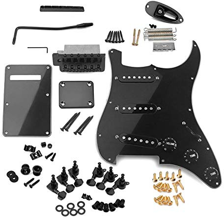 Guitare Électrique Kit Accessoires De Bricolage Complet Style ST Avec Pickguard Pré-câblé Micros SSS Bridge Et Contrôle De La Tonalité