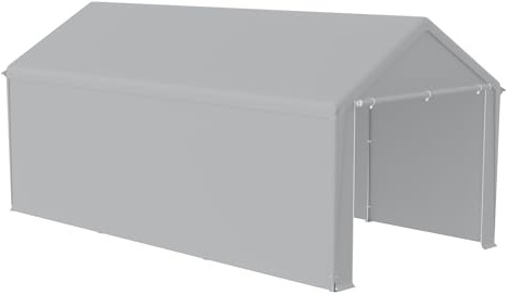 HENGMEI Tältgarage, stor carport, garagetält, bilbaldakin, garagetält, UV-resistent vattentätt skydd med rullfönster (3 x 6 m, grå)