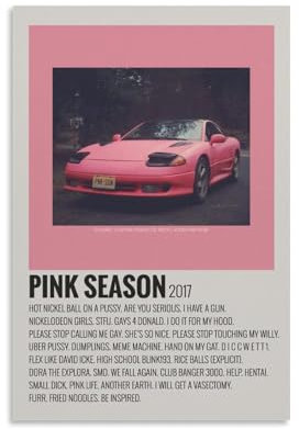 YRUAWRH Joji Poster mit pinker Jahreszeit, ästhetisches Cover, Leinwand, Vintage-Poster, dekoratives Gemälde für Schlafzimmer, Wohnzimmer, 60 x 90 cm, ungerahmter Stil