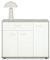 IDIMEX Buffet Salle à Manger Coraline L 88 cm en Bois Massif Coloris Blanc et béton avec 1 tiroir et 3 Portes, Commode Meuble de Rangement bahut 88 x 70 x 30 cm
