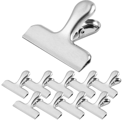 Lot de 10 Pince Métallique Argenté 76mm Pince Fermeture Sachet Alimentaire | Clip Métallique Réutilisable Pour Conserver Snacks, Photos, Étiquettes Et Denrées