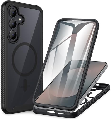 CENHUFO für Samsung Galaxy S25 FE Hülle, Magnetisch Schutzhülle mit eingebautem Displayschutz Robust Stoßfest Panzerhülle Cover Case 360 Grad Handyhülle für Samsung Galaxy S25 FE 5G - Schwarz
