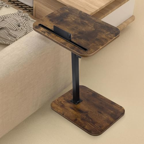 FERNVALE Small Side Table C Shaped Bed Side Table Height Adjustable with 360° Swivel Table for Living Room Bedroom Sofa End Table Narrow Couch Slim Coffee Table
