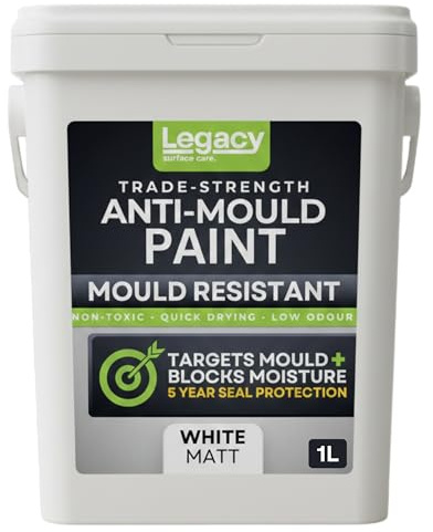 Mifica Anti Mould Paint White 1L - Mould Resistant Bathroom, Kitchen Paint | Mould resistant white matt emulsion - anti condensation paint for bathroom, kitchen and ceiling walls