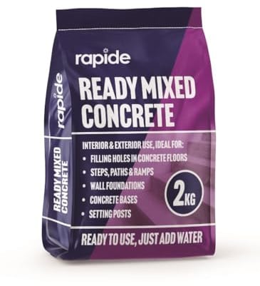 READY MIXED CONCRETE 2kg – Just Add Water – Multi-Purpose Ready Mix Cement – Fast Setting, Strong & Durable – Ideal for Paths, Steps, Fence Posts, Repairs, Bases & DIY Jobs – Indoor & Outdoor Use