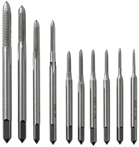 Set di 10 maschi per filettare, M1-M3,5, HSS, per metallo, legno e plastica | Filettatrice metrica in HSS, precisa, durevole, per dadi e filettature, ideale per officina e fai da te