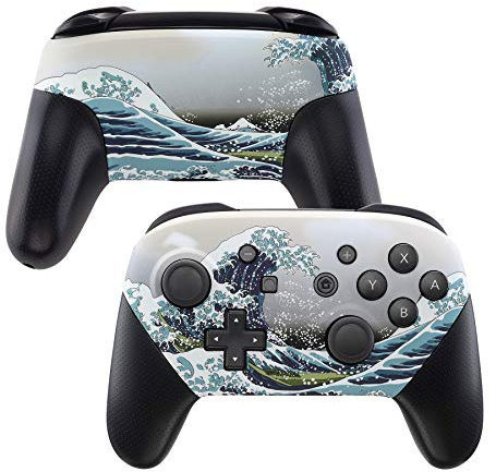 eXtremeRate Ersatz Front & Rückseite Hülle kompatibel mit Nintendo Switch Pro Controller, Custom Grips Case Cover Gehäuse Ersatzteile für Switch Pro Gamepad(Welle)-Kein Controller