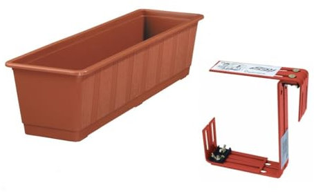 Fuchs seit 1895 Blumenkasten Standard mit passendem Halter, Farben:Terracotta, Länge:80 cm