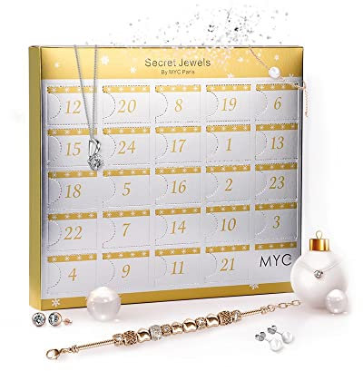 MYC-PARIS - MYC Adventskalender - Mehrfarbig - Armband + Anhänger + Ohrringe - Hochwertiger österreichischer Kristall - Geburtstagsgeschenk, Muttertag, Weihnachten