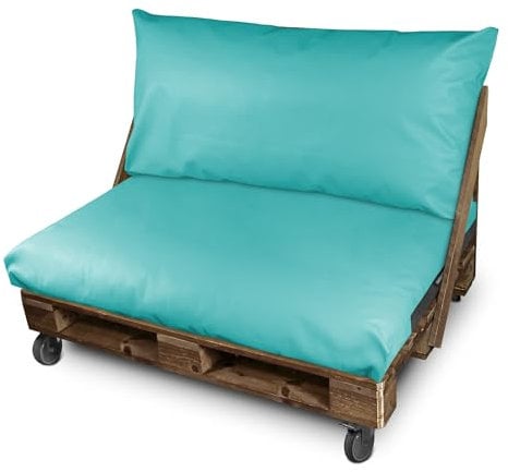Happers Set Coussins Imperméables et Déhoussables pour Palette en Similicuir pour Extérieur Turquoise