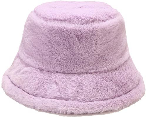 Yixda Damen Winter Mütze Fischerhüte Weiche Kunstpelz Eimerhut Bucket Warm Hut (Lila)