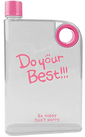 420 ml Bouteille d'eau plate en Plastique A5 avec poignée à trou rond, Bouteille d'eau Plate Mince et Réutilisable Transparente étanche sans BPA pour l'activité scolaire, gym, cyclisme, randonnée