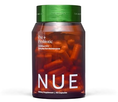 The Nue Co. Pre + Probiotic Supplement - Synbiotic & Spore Based Formula for Daily Gut Balance - Vegan & Gluten Free Immune Supplement - Supports Digestive Wellness, Immunity & Skin | 60 Capsules