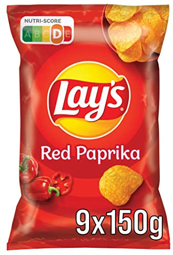 Lay's Red Paprika – Knusprig gewürzte Kartoffelchips für eine gelungene Party, 9 x 150 g (Verpackungsdesign kann abweichen)