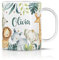iCaseDesigner Personalised Childrens Mug - Unbreakable Lightweight Polymer - Add Your Own Name - Safari Animals