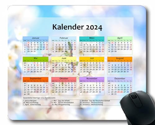 YENDOSTEEN 2024 Kalender Computer Mauspad mit genähtem Rand,Bandlichtform hell Büro Desktop Quadratisch Anti-Rutsch Mauspad Kalender 564