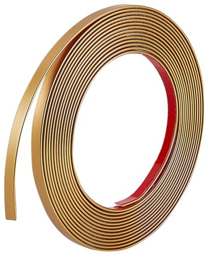 GORGECRAFT 5mX8mm Moulure Dorée à Décoller et à Coller Bordure de Miroir Flexible Bande Décorative Autocollante Ruban D'Étanchéité pour Plafond Carrelage Panneau de Sol Armoire Garniture d'angle