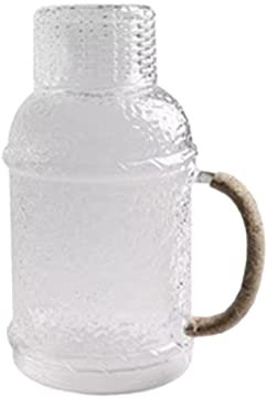 MISNODE Carafe à Eau 2,5 L Carafe en Verre Gaufré Vintage Carafe à Eau de Chevet de Grande Capacité et Ensemble de Verres Carafe à Eau en Verre Pratique pour Chambre à Coucher, Cuisine,(Carafe)
