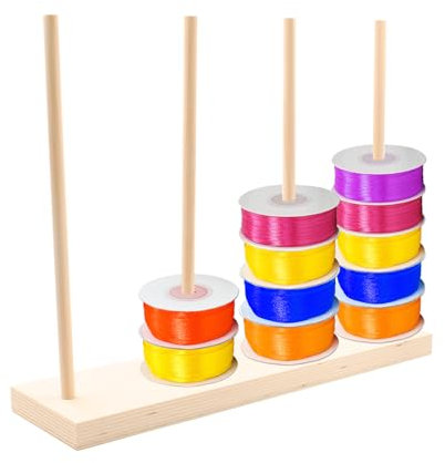 Ribbon Storage Organizers Rack Portanastri in legno Porta Bobine in Legno Filati di bobine di organizzatore per Fioristi Artigianato Regalo 36x9,6cm