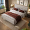 Lit Coffre 140x200 Avec Sommier et Tête de Lit Réglable en Hauteur - Double à Lattes Pour 2 Personnes - Cadre Rembourré (Sans Matelas)