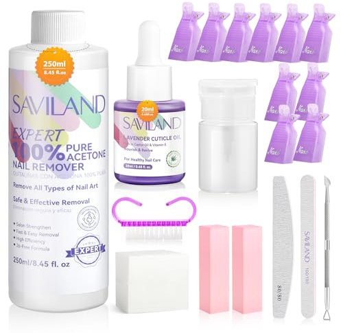 SAVILAND Kit Removedor de Esmalte de Uñas: Quitaesmalte de Uñas de Gel con Acetona con Herramientas Completas para Quitar el Esmalte de Uñas Quitaesmalte de Gel Seguro para Uñas Eliminación Eficaz con
