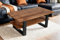 SAM Couchtisch 115x65 cm Patrick, Sofatisch/Beistelltisch mit Ablage, Mangoholz massiv, honigfarben lackiert, U-Metallgestell schwarz, echte Baumkante