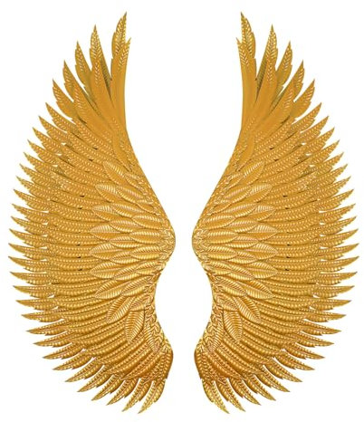 JUDEMII 1 Pair Metall Engelsflügel Wanddeko Engel Wandhänger aus Eisen Wandskulptur Flügel mit Vorgebohrte für Dekoration Wände Wohnzimmern Schlafzimmern KTVs Kunstgalerien Bars Museen (Gold)