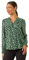 Roman Originals Pintuck Shirt for Women Ladies Jersey Blouse Collarless Top Flare Crinkle Notch Neck Tunic 3/4 Length Sleeve Longline Smart Casual Everyday Party Going Out - Green Noir - Size 20