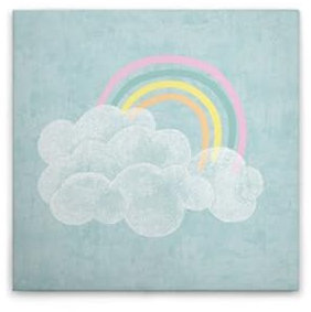 A.S. Création Leinwandbild Regenbogen mit Wolken - Wandbild in Bunt, Blau - 30 x 30 cm - DD129411