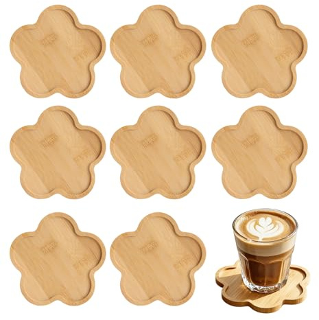 Lot de 8 sous-Verres Bambou Mosaïque – Mosaik Untersetzer Bastelset avec Chiffon en Coton, Protection Table & Chaleur, Dessin Fleur, Idéal DIY et Cadeau