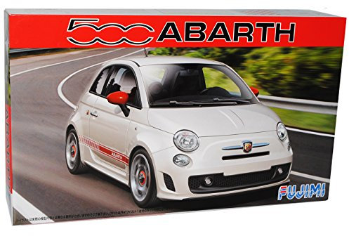 Fujimi FIAT 500 Nuova Abarth Weiss Ab 2007 Kit Bausatz 1/24 Modell Auto mit individiuellem Wunschkennzeichen