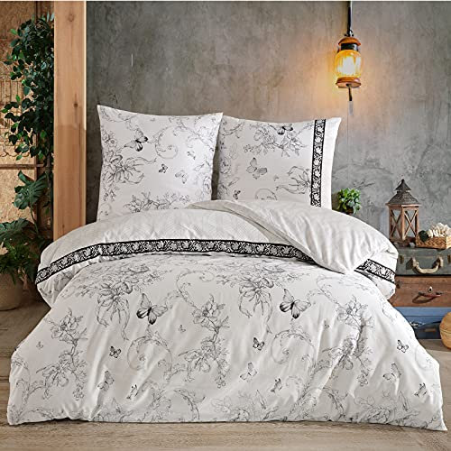 Buymax® Bettwäsche 155x220%100 Baumwolle 2-Teilig Bettbezug - Bettwäsche-Sets 155 x 220cm mit 1 mal Kissenbezug 80x80cm, ÖKO-TEX Renforcé-Bettdeckenbezug Set mit Reißverschluss