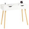 SoBuy Mesa Escritorio con 2 Cajones, Escritorio Pequeño para Ordenador, Mesa de Estudio Compacta, Desk Multifuncional, Blanco y Natural 90x45x77 cm FWT40-WN