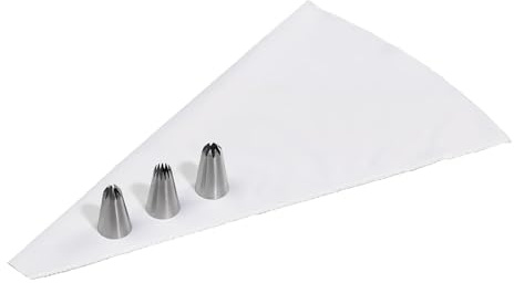 Tala Reuseable Icing Bag with 3 Stainless Steel Star Nozzles, Perfect for Piping Buttercream but can be Used for Piping Choux Pastry and Other Foods Like Mashed Potato, Silver