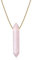 coai Pendente Barra Esagonale in Quarzo Rosa, Collana Pendente Unisex Catena Lunga in Acciaio Inox