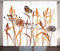 ABAKUHAUS Schmetterling Rustikaler Gardine, Zusammensetzung mit Blättern, Schlafzimmer Kräuselband Vorhang mit Schlaufen und Haken, 280 x 260 cm, Orange Bordeauxrot