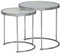 Wohnling Design Beistelltisch Rund Ø 50/42 cm - 2 teilig Weiß Silber mit Glasplatte, Wohnzimmertisch 2er Set, Satztisch Milchglas, Couchtisch