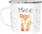 SpecialMe® Emaille-Tasse mit Namen Fuchs Motiv Emaille-Becher personalisierte Geschenke Frauen Mädchen Namensaufdruck weiß-metall Emailletasse