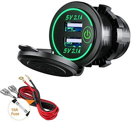 Thlevel Auto USB Ladegerät KFZ Steckdose 5V 4.2A Schnellladung mit LED Anzeige wasserdichte und Staubdicht für 12V bis 24V Fahrzeuge Boot Motorrad SUV Bus LKW Wohnwagen Marine 2 Stücke