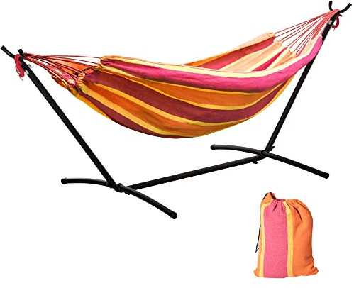 Outsunny Hamac de Jardin avec Support en métal époxy hamac sur Pied 1 Place Charge Max. 120 Kg Sac Transport Rouge