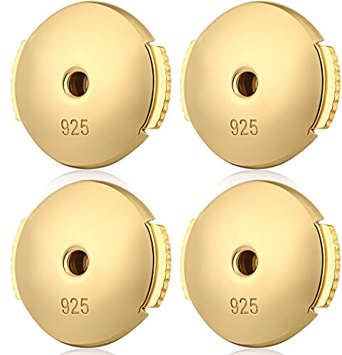 18 Karat überzogen Gegenstecker Ohrring Verschlüsse Ohrstecker Verschlüsse 925 Sterling Silber Basteln Ohrstecker Basteln Stopper Hypoallergen Ohrringstecker Verschlüsse (F:Gold)