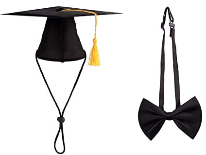 PetPhindU Haustier Hund Hut Abschluss-Kappe und Bowtie Set Hundeabschluss Hüte Zusätzliches Kostüm für Hunde Katzen Doktor Hat Pet Outfit Adjustable