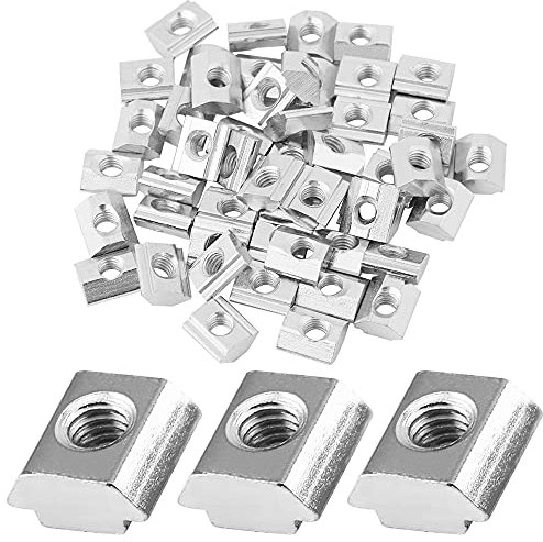 CYUaoao Tuercas con Ranura en T 80 Piezas Tuercas en T M5 Deslizantes de Acero al Carbono Galvanizado Tuercas Correderas en T para Accesorios de Perfil de Aluminio - Estándar Europeo EU20 M5 Plateado